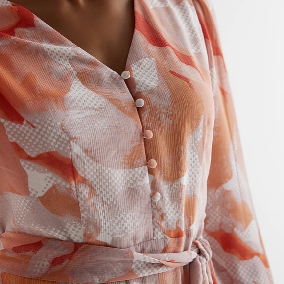 Express Pink Button Front Tie Waist Dress - Picture 9 of 9